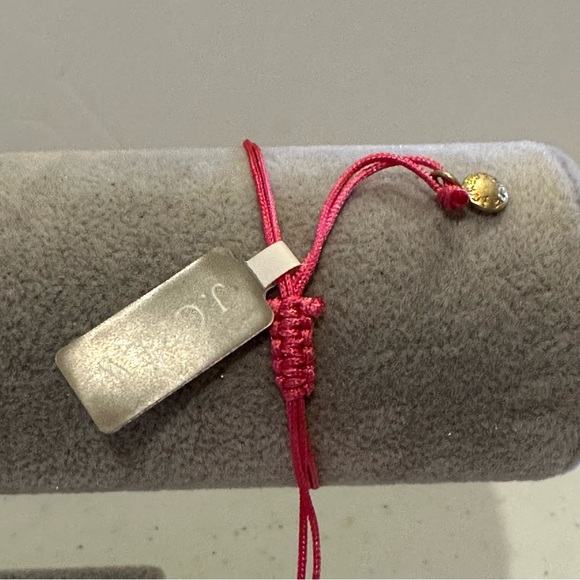 NWT J. Crew Bracelet - Pink string adjustable w/ clear rhinestone & gold beads - Picture 15 of 15